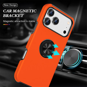 Funda Híbrida 2 en 1 Naranja Resistente a Impactos para <span class=keywords><strong>iPhone</strong></span> 17 16 15 <span class=keywords><strong>14</strong></span> <span class=keywords><strong>Pro</strong></span> Max, TPU y PC, con Anillo Giratorio de 360° - Product Image 2