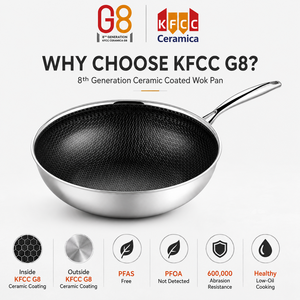 Wok en céramique KFCC G8 Premium antiadhésif sans PFAS, texture nid d'abeille, compatible induction, pour distributeurs et grossistes sur le marché américain - Product Image 5