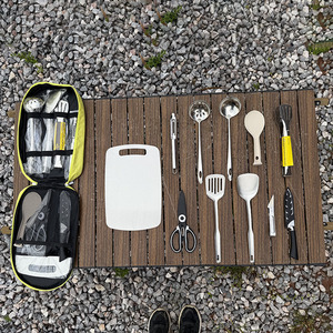 Ensemble d'ustensiles de cuisine d'extérieur 12 pièces, ustensiles de cuisine portables pour le camping avec sac de rangement, ensemble complet multifonctionnel - Product Image 1