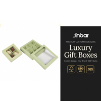 Boîte de sécurité alimentaire vert clair Jinbar avec fenêtre transparente, un excellent choix pour les chocolats, les bonbons, les truffes, les gâteaux, les cadeaux de Noël