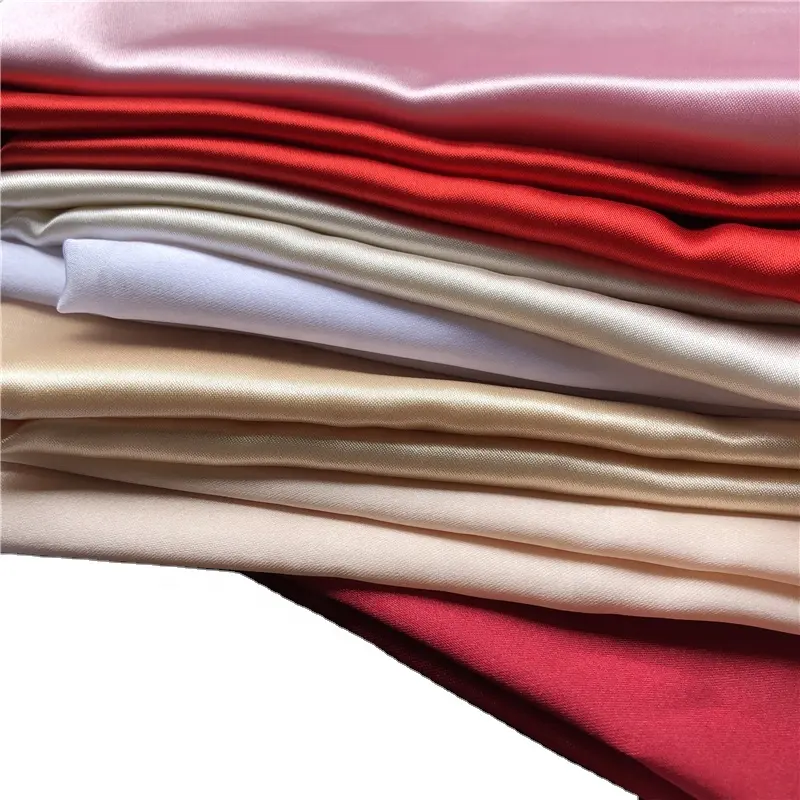 Shiny Polyester Spandex Suitable For Lady Dresses Pajamas Shirts Silky Stretchy Satin Fabric