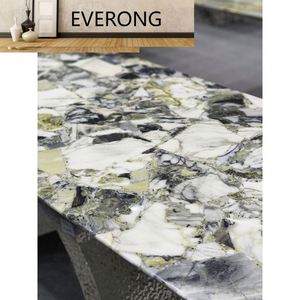 Mesa de Comedor de Mármol Color Esmeralda de Alta Calidad, Muebles de Piedra de Lujo para <span class=keywords><strong>Hotel</strong></span> y Hogar, Fabricante de Muebles Personalizados - Product Image 3
