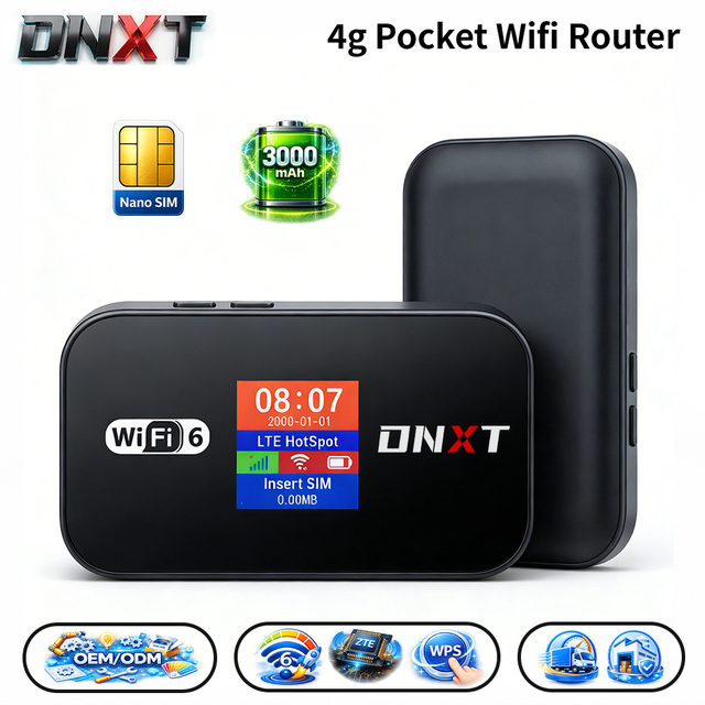 DNXT Wifi De Poche WiFi6 300Mbps 4g Sim Router WPS Portable Wifi Router with Sim Card AP Mode Type-C Mtn Pocket Wifi for Trip
