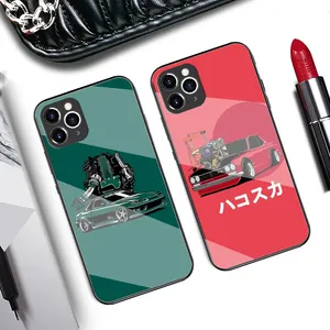 Casing Ponsel Kaca Tempered Mobil Olahraga, Casing Ponsel Kaca Tempered untuk iPhone 13 12 11 Pro Max X XS XR Max 7 8 Plus