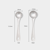 Nouvelle cuillère doseuse en acier inoxydable 304 avec poignée confortable en titane poli, 5 ml et 10 ml, pour café en poudre, thé, compléments alimentaires