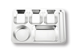 FLEY - Plato de Acero Inoxidable Ecológico para Servir Comida, Plato Rectangular Dividido para Servir Aperitivos y Comida Rápida - Product Image 4