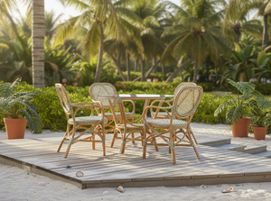 Stylish Compact Rattan Wicker Jamaica <b>Bistro</b> <b>Dining</b> <b>Set</b> Antique Asian Design for Comfortable Villa Home Apartment Hotel Spaces - Product Image 5