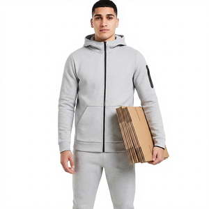 Sweat-shirt à capuche zippé pour homme, design tendance, logo personnalisé, impression numérique, séchage rapide, couleur unie, poche, en tissu peigné, idéal pour l'hiver - Product Image 2