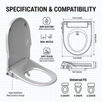Siège de bidet auto-nettoyant à double buse hygiénique en forme de O, non électrique, pour améliorer votre salle de bain, en plastique PP, installation facile DIY, lavable