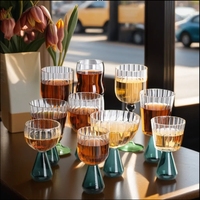 2024 nouveau Style verre à vin rouge et verres à Champagne sans plomb haute Borosilicate rayé gobelet Dessert tasses