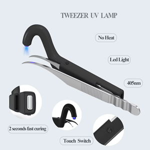 Rechargeable 2-in-1 UV Light Eyelash Tweezers for <b>Lash</b> <b>Extension</b>, Nail Art and Portable Beauty Makeup Use - Product Image 4