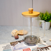 Cafetière à piston en verre borosilicate à double paroi, personnalisable avec logo ODM, résistante à la chaleur, fabriquée en usine BSCI
