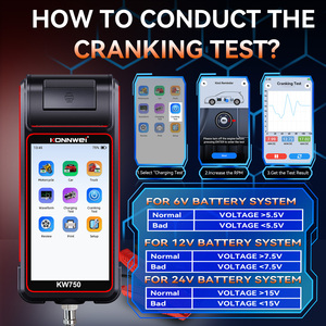 เครื่องทดสอบแบตเตอรี่ CCA SOC SOH หน้าจอสัมผัส <span class=keywords><strong>5</strong></span>.<span class=keywords><strong>5</strong></span> นิ้ว พร้อมเครื่องพิมพ์ KONNWEI KW750 สำหรับแบตเตอรี่รถยนต์ รถจักรยานยนต์ รถบรรทุก เรือ 6/12/24V - Product Image 6