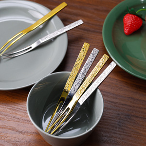 Jin Hui 304 Stainless Steel Fruit Fork With <b>Extended</b> Tooth Silver Gold <b>Mirror</b> Polished For Dessert Cake Sushi - Product Image 2
