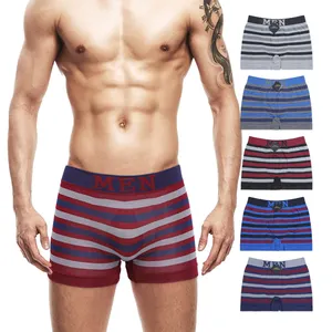 12 Pcs Bulk Pack Simpple Designer Elastic Polyester Boxers Seamless Stripe Underwear Briefs For Men K0167