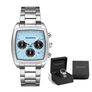 Nouvelles montres pour hommes tendance en acier inoxydable de luxe, mouvement à quartz importé, chronographe, cadran secondaire, cadeau d'affaires pour lui - Product Image 1