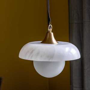 Wabi Sabi Style Single Head Pendant <b>Light</b> Round Led Stone <b>Chandelier</b> For Home Bedroom Entryway Hallway Dining Room - Product Image 2