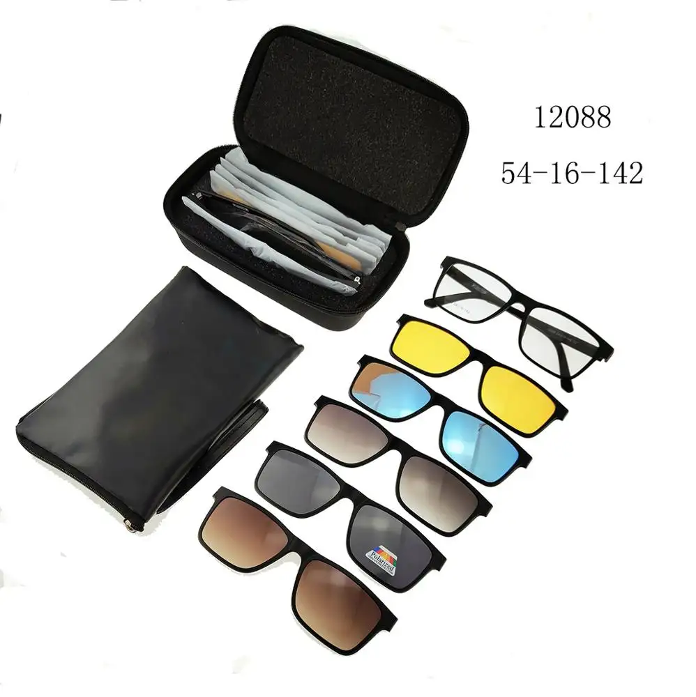 2023 Jahr 2022 Neue TR90 Clip On Frame Brillen Shades Men Polar ized Preise 5 in 1 Magnetische Sonnenbrille mit Etui