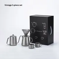 Ensemble de vaisselle en acier inoxydable de luxe personnalisé avec logo commercial, style vintage, 4, 5, 7, 9 pièces, cafetière, théière, vin