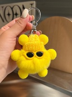 Porte-clés en peluche doux et écologique, motif animal de dessin animé mignon, avec pompon moelleux, idéal pour voiture ou sac