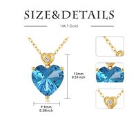 Collier personnalisé en or 14 carats avec topaze bleue en forme de cœur de 3 carats, pierre de naissance de décembre, pendentif pour femme, anniversaire, Saint-Valentin, amour