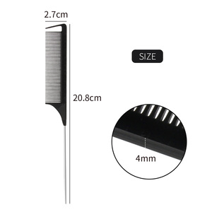 Đầy Màu Sắc Kim Loại Thép Kim Chọn Nhuộm Carbon Răng Lược Chỉ Đuôi Chia Tóc Salon Tạo Kiểu Bàn Chải Thẳng Chuột Đuôi Tóc Lược - Product Image 3