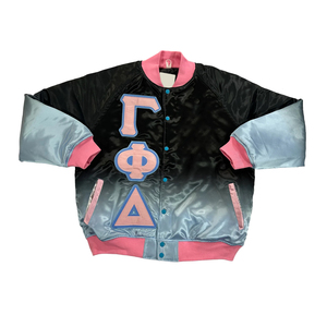 Chaquetas de hombre Varsity con letras de dos tonos, chaqueta Bomber de satén con bordado personalizado, chaqueta universitaria de hermandad de mujeres para hombre - Product Image 1