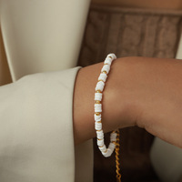 Bracelet en perles de bambou vintage en coquillage naturel Bracelet en acier inoxydable étanche plaqué or pour femmes pulseras y brazaletes