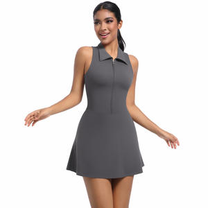 Fashion Casual Front Reiß verschluss Polo Kragen 2 in 1 Tennis kleid Hochwertige Yoga Outdoor Running Wear für Frauen - Product Image 5