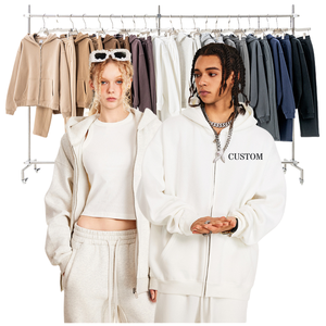 Lumin <span class=keywords><strong>2026</strong></span> kustom Logo Zip setelan keringat untuk Pria & Wanita Plus ukuran kasual musim gugur sweter Jogging dengan saku 100% katun - Product Image 3