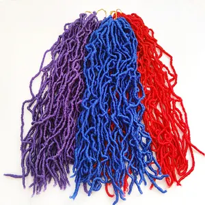 Vermelho Azul Roxo Ombre Cheveux 24 Polegadas LOC Bloqueio BONA Sintético Extensões Por Atacado Handmade Falso Dreadlocks Tranças De Cabelo em Crochet