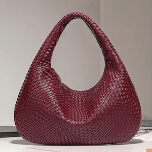 <span class=keywords><strong>Borsa</strong></span> a Mano di Lusso con Manico Superiore Intrecciata Artigianalmente <span class=keywords><strong>Borsa</strong></span> Tote Bordeaux <span class=keywords><strong>Borsa</strong></span> Hobo Enorme Sottobraccio in Stile Bohémien Intrecciata con Logo Personalizzato - Product Image 1