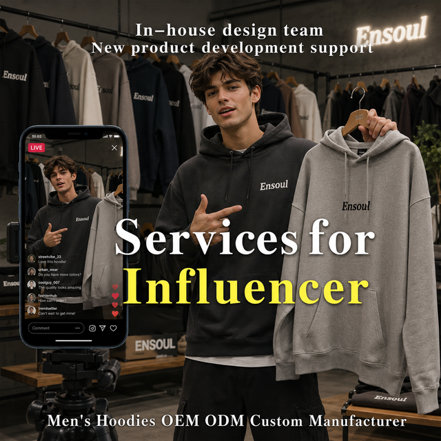 Streetwear Brand Partner Service Influencer Designers Private Label Men Autumn Hoodie Embroidered Customization In-house Apparel