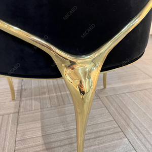 Sillón de tela o cuero de <span class=keywords><strong>Chandra</strong></span> de latón pulido de lujo para uso en apartamentos de Villa - Product Image 5