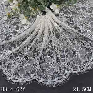 بسعر المصنع الصناعي جودة عالية 21 من قماش الدانتيل الأسود الغالون الفرنسي الواسع رموش شانتيلي نايلون قماش دانتيل - Product Image 6