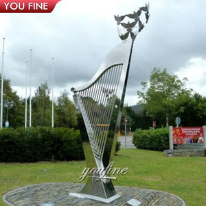 YOUFINE Escultura Moderna de Arpa de Acero Inoxidable 304/316 con Pájaros, Instrumento Musical Decorativo para Parques junto al Lago - Product Image 2