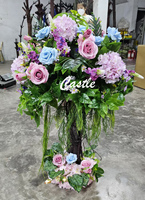 O-T025 Décorations de fête de mariage personnalisées, centre de table en soie rose, arbre blanc rose, fleurs artificielles en cerisier