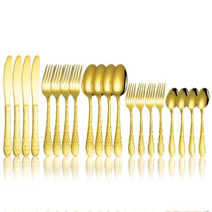 친환경 304 스테인레스 골든 블랙 Flatware 스테인레스 스틸 72pcs 24 조각 칼 세트