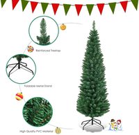 Arbre de noël vert mince en PVC complet de 5 pieds pour la décoration extérieure et intérieure
