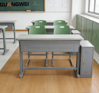 Table d'étude en acier et bois de bonne qualité GUANGWEI, mobilier scolaire pour lycée, bureau et chaise pour étudiants