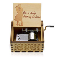 Vente en gros Boîte à musique artisanale pour amoureux Mini machine de boxe musicale en bois personnalisée gravée au laser Autres instruments de musique