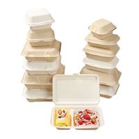 Boîte carrée jetable à 3 compartiments de 8 pouces, en pulpe de canne à sucre, boîte à lunch biodégradable, emballage pour la restauration rapide à emporter