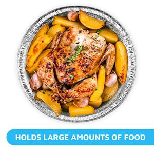 7-9 Inch Heavy-Duty Disposable Round Aluminum <b>Pans</b> Fast Food Take Out <b>Pans</b> Aluminum Container with Lid for Air Fryer and Cooking - Product Image 5