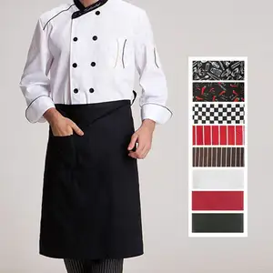 Aangepaste Logo Chef Koken Schort Werkkleding Keuken Schort Chef Taille Schort Waitress Uniform