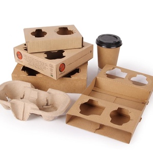 Porte-<span class=keywords><strong>journal</strong></span> à double paroi jetable écologique Porte-tasse à café à emporter Porte-<span class=keywords><strong>papier</strong></span> artisanal Conception de recyclage pour 2/4 tasses - Product Image 1