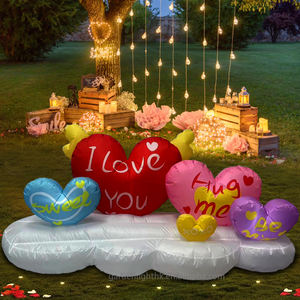 6FT Cloud Love <b>Heart</b> Inflatables with 'I LOVE YOU/<b>SWEET</b>/HUG ME' Prints & Wings Romantic LED Decor for Wedding Proposal Party - Product Image 4