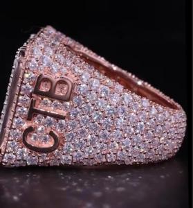 Custom Moissanite Diamond <b>Ring</b> for <b>Men</b> <b>Unique</b> Rose Gold Hip Hop Letter Jewelry Luxury Fashion Statement Jewelry - Product Image 2