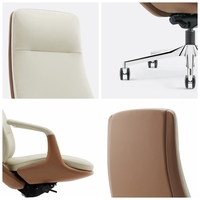 Chaise de bureau en cuir véritable commerciale moderne pivotante de luxe ergonomique à hauteur réglable haut de gamme