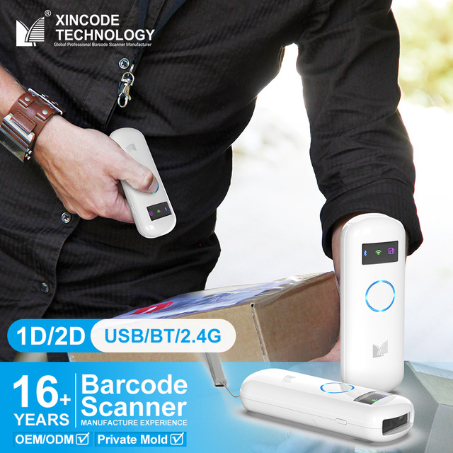Xincode  QR 2D Mini Barcode Scanner Portable Barcode Reader Warehouse Wireless Qr Scanner Pocket Scan for Inventory