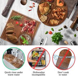 Nouveaux plateaux en bois d'acacia disponibles pour le pain, les fruits, la salade, les aliments, le fromage, les produits de charcuterie et les ensembles cadeaux décoratifs - Product Image 5